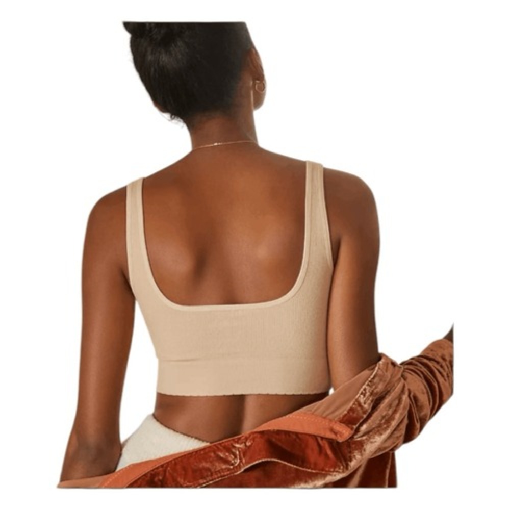 Anthropologie The Hattie Bralette Cream Ribbed Knit Seamless Square Neck S/M - Picture 3 of 5
